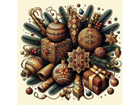A Realistic Depiction of Christmas Decor for Illustrations