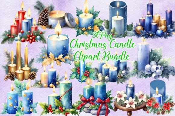 Christmas Candle Clipart Bundle for Illustrations