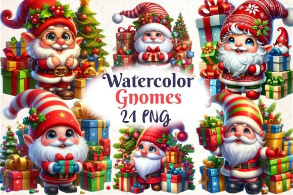 Christmas Gnomes Holiday Gnomes Clipart and Illustrations