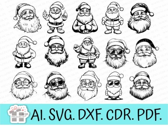 Christmas Graphics with Santa Claus Svg: Premium Illustrations for Holiday Branding