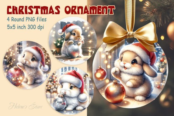 Christmas Rabbit Ornaments Sublimation: A Designer's Review of Seasonal Illustrations