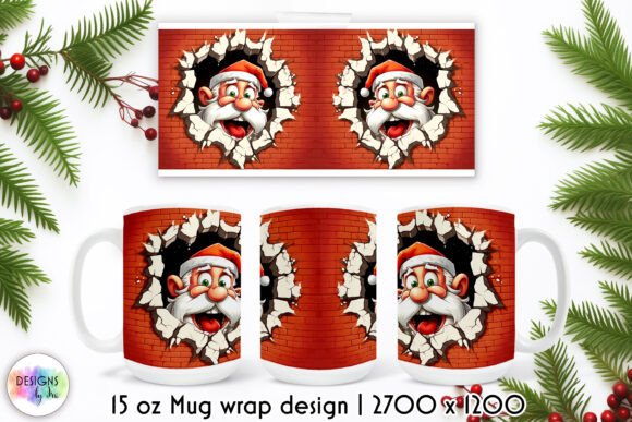Cracked Wall Funny Christmas Mug Wrap for Illustrations