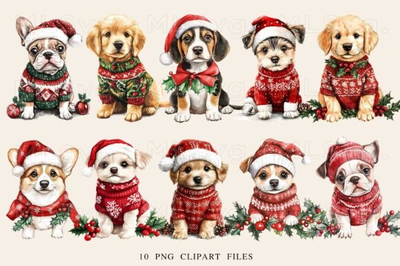 Cute Christmas Dog PNG Bundle for Illustrations