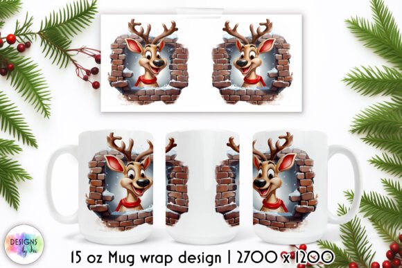 Cute Christmas Reindeer Mug Wrap: Illustrations for Seasonal Branding