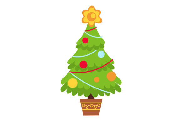 Cute Christmas Tree. Cartoon Funny Firs: A Review for Illustrations