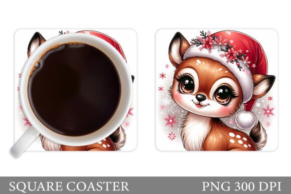 Deer Coaster Design. Christmas Coaster for Illustrations