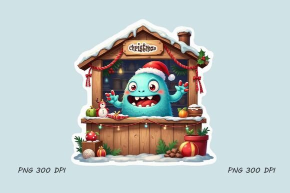 Festive Monster at Christmas Market: Illustrations for Crafters