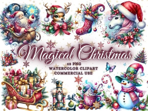 Magical Fairytale Christmas Clipart PNG for Illustrations