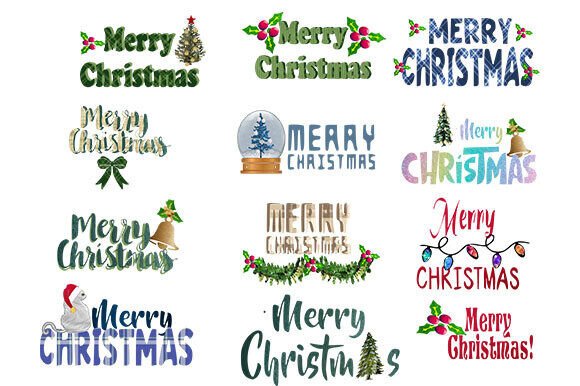 Merry Christmas Greetings Set of 12: Illustrations for Brand Campaigns
