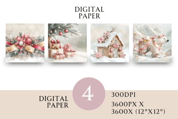 Pink Square Pastel Christmas Paper: Modern Illustrations for Seasonal Brands