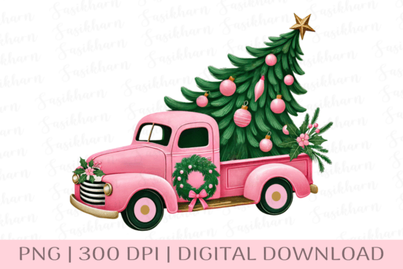 Pink Vintage Christmas Truck Review: A Versatile Illustrations Asset