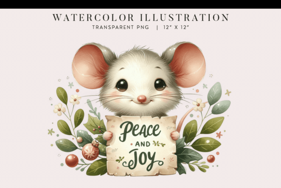 Review: Watercolor Mouse Christmas Clipart for Embroidery
