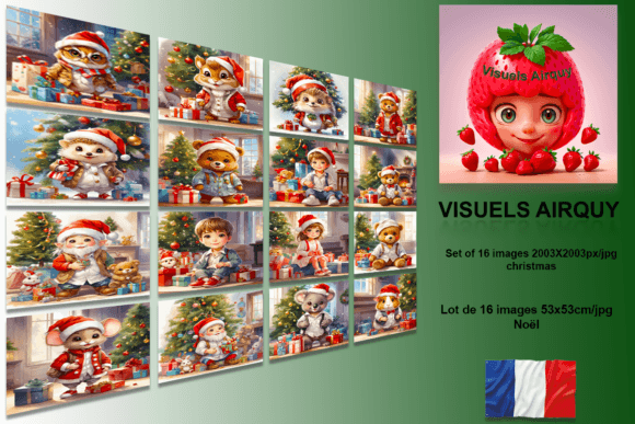 Set of 16 Images of Christmas: A Designer’s Review for Illustrations