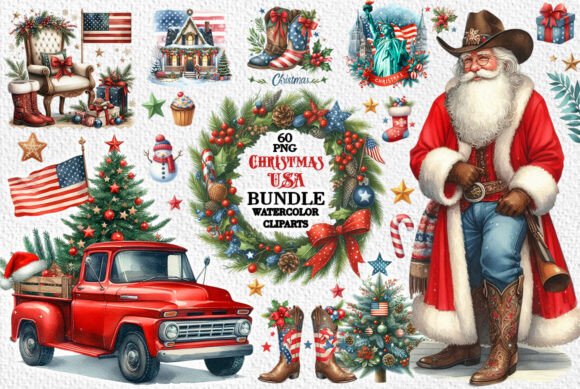 USA American Christmas Watercolor: A Review for Digital Sellers