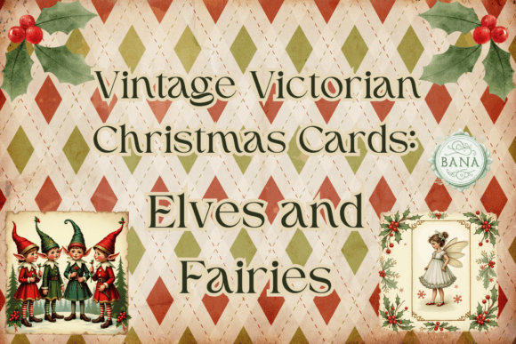 Vintage Christmas Cards Elves Fairies for Illustrations