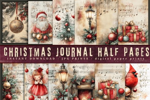 Vintage Christmas Junk Journal Half Page: A Review of Seasonal Illustrations