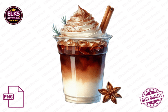 Watercolor Christmas Cold Coffee Clipart