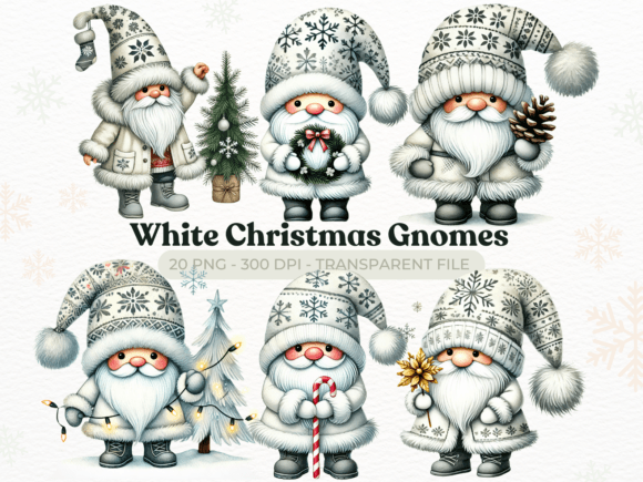 White Christmas Gnomes Clipart PNG Review