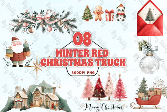 Winter Red Christmas Truck Clipart PNG: A Designer's Review